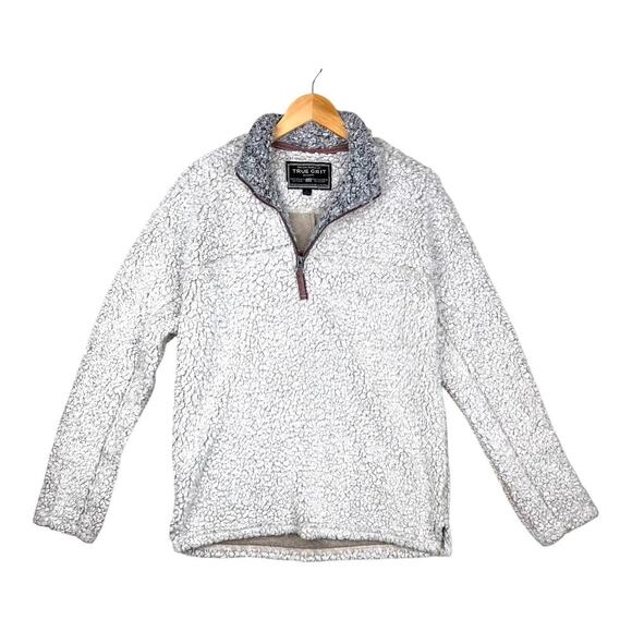 True Grit Gray Fleece quarter zip pullover jacket men's size small - Picture 1 of 8